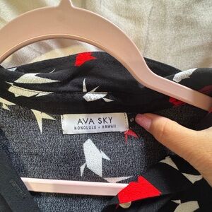 Ava Sky Black Dress with Red and White Accents